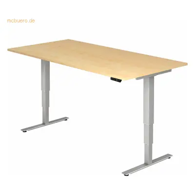 Mcbuero.de Sitz-Steh-Schreibtisch elektrisch 200x100 -128,5cm Ahorn/Si