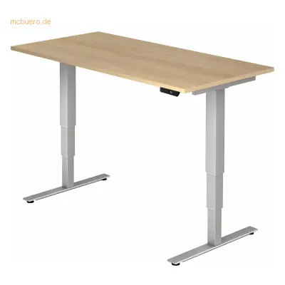 Mcbuero.de Sitz-Steh-Schreibtisch elektrisch 160x80 -128,5cm Eiche/Sil