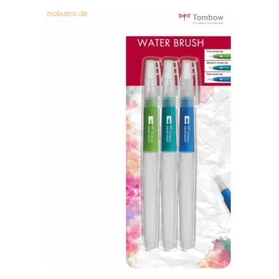 6 x Tombow Wassertankpinsel leer befüllbar feine/mittlere/flache Pinse