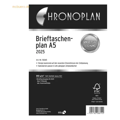 Chronoplan Brieftaschenplaner A5 102g/qm Kalendarium 2025