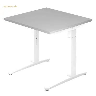 Mcbuero.de Schreibtisch C-Fuß 80x80cm Grau/Weiß