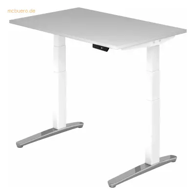 Mcbuero.de Sitz-Steh-Schreibtisch elektrisch 120x80cm Grau/Weiß-alu