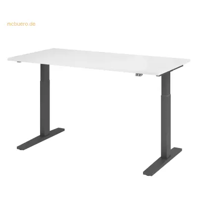 Mcbuero.de Sitz-Steh-Schreibtisch elektrisch 160x80cm Weiß/Graphit