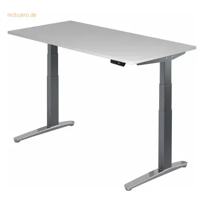 Mcbuero.de Sitz-Steh-Schreibtisch elektrisch 160x80cm Grau/Graphit-alu