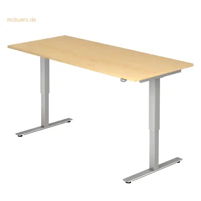 Mcbuero.de Sitz-Steh-Schreibtisch elektrisch 180x80cm Ahorn/Silber