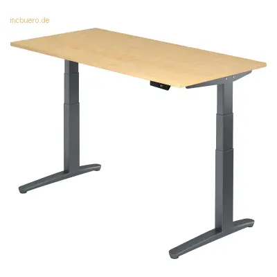 Mcbuero.de Sitz-Steh-Schreibtisch elektrisch 160x80cm Ahorn/Graphit