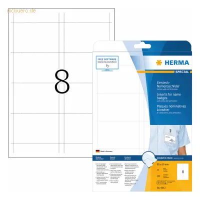 HERMA Einsteck-Namensschilder A4 90x60mm 200 Stück (25 Blatt)