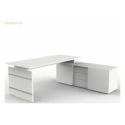 Kerkmann Komplettarbeitsplatz Form 4 mit Schreibtisch und Sideboard we