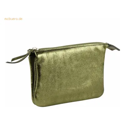 4 x Clairefontaine Tasche klein Leder mit 2 Fächern 13x9cm green