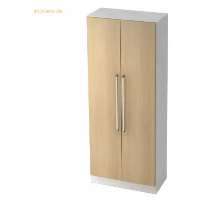 Mcbuero.de Schrank Solid 5OH BxTxH 80x42x200,4cm Griff CE Weiß/Eiche