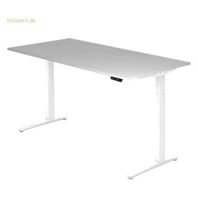 Mcbuero.de Sitz-Steh-Schreibtisch elektrisch 200x100cm Grau/Weiß