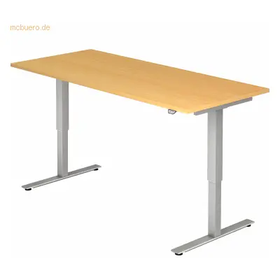 Mcbuero.de Sitz-Steh-Schreibtisch elektrisch 180x80cm Buche/Silber