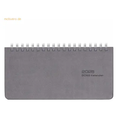 Güss Tischkalender 17x8cm 1 Woche/2 Seiten grau 2025