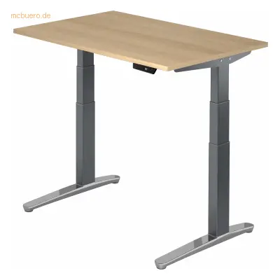 Mcbuero.de Sitz-Steh-Schreibtisch elektrisch 120x80cm Eiche/Graphit-al