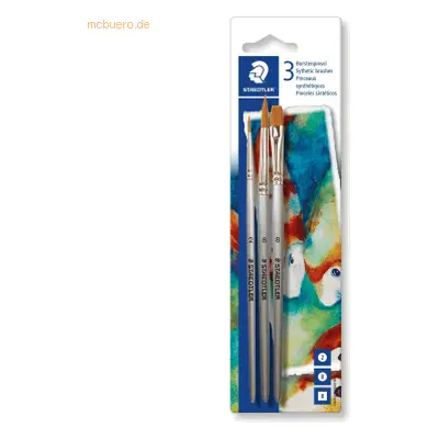 6 x Staedtler Borstenpinsel Synthetik Set mit 3 Pinseln