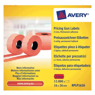 Avery Zweckform Handauszeichner-Etiketten 2-zeilig permanent rot 26x16