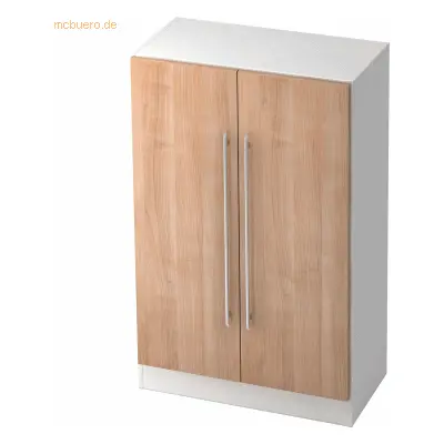 Mcbuero.de Schrank Solid 3OH BxTxH 80x42x127cm Griff RE Weiß/Nussbaum