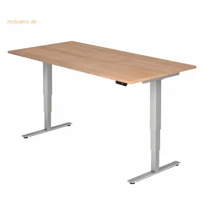 Mcbuero.de Sitz-Steh-Schreibtisch elektrisch 200x100 -128,5cm Nussbaum