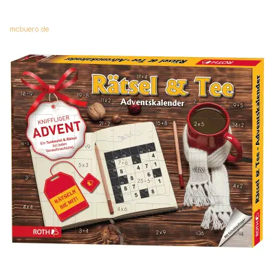 Roth Adventskalender Rätsel & Tee bestückt