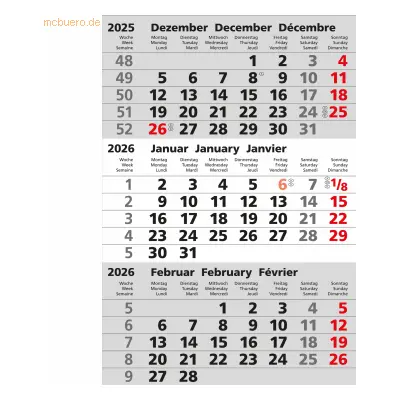 Güss Ersatzkalendarium für 3-Monats-Tischkalender 9,5x13,5cm 2026