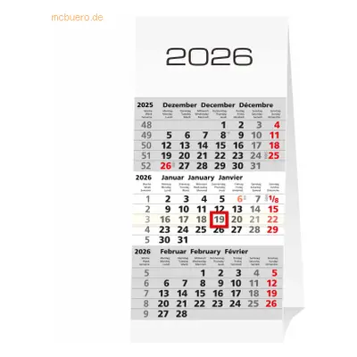 Güss 3-Monats-Tischkalender 10,5 x 20cm Kalendarium 2026