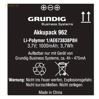 Grundig Akku 962 für Digta 7-Serie gcm9620