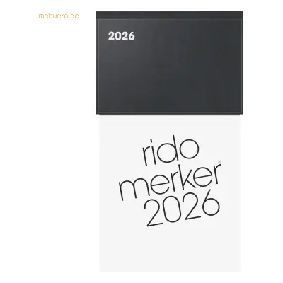 Rido Tischkalender Merker 10,8x20,1cm Kunststoff-Einband schwarz 2026