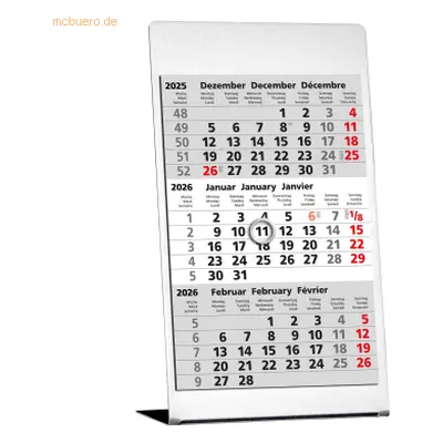 Güss 3-Monats-Tischkalender 10,5 x 23cm Edelstahl 2026