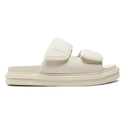 Calvin Klein Jeans Pantoletten Double Bar Sandal Mtl YM0YM01020 Écru