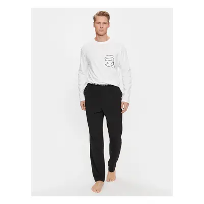 KARL LAGERFELD Pyjama Ikonik 2.0 Long Slv Pj Set 230M2105 Weiß Regular Fit