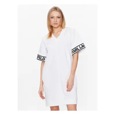 KARL LAGERFELD Kleid für den Alltag Logo 225W1356 Weiß Relaxed Fit