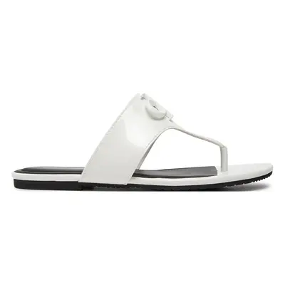 Calvin Klein Jeans Zehentrenner Flat Sandal Slide Toepost Mg Met YW0YW01342 Weiß