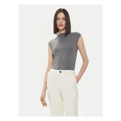 Gina Tricot Top 20883 Grau Slim Fit