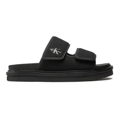 Calvin Klein Jeans Pantoletten Double Bar Sandal Mtl YM0YM01020 Schwarz