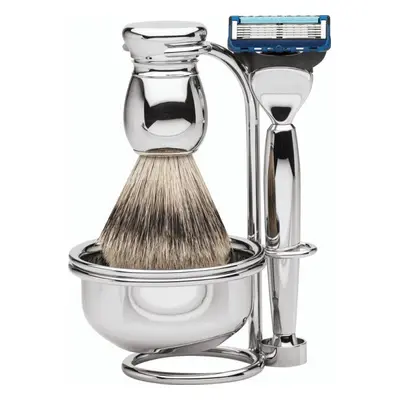 Erbe Shaving Shop MILANO Rasiergarnitur mit Seifenschale Silberspitz & Fusion Metall glänzend