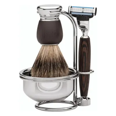 Erbe Shaving Shop Premium Design MILANO Rasiergarnitur mit Seifenschale Dachshaar & Mach3 Wengeh