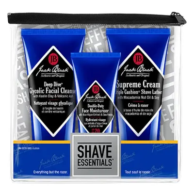 Jack Black Shave Essentials (Supreme Cream Triple Cushion Shave Lather 73 g, Double-Duty Face Mo