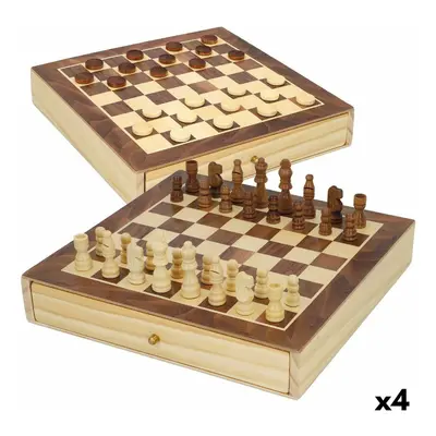 Schach- und Dame-Brett Colorbaby Schublade Holz (4 Stück)