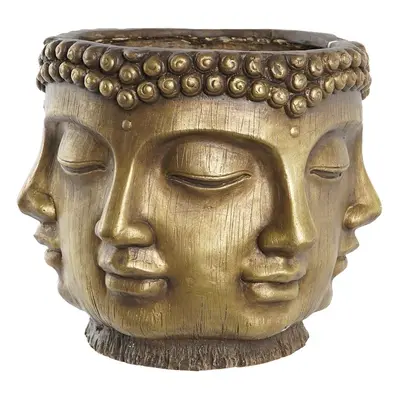 Blumentopf DKD Home Decor Gold Holz Magnesium rund Buddha Orientalisch 34 x 34 x 30 cm 30 x 34 x