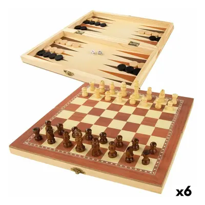 Schach- und Dame-Brett Colorbaby Backgammon Holz (6 Stück)