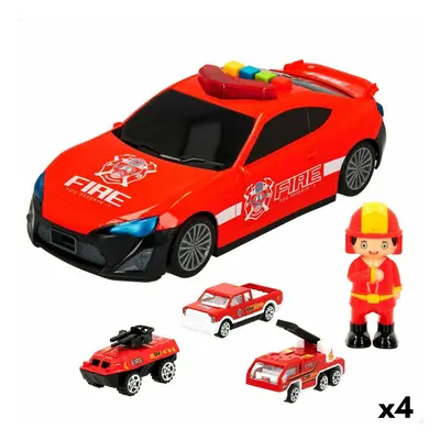 Spielset Fahrzeuge Speed & Go 30 x 9,5 x 13 cm Feuerwehrmann Licht Sound 4 Stück