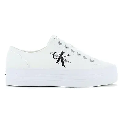 Calvin Klein Vulc Platform Essential Mono Schuhe - Damen Plateau Sneakers aus Canvas Weiß YW0YW0