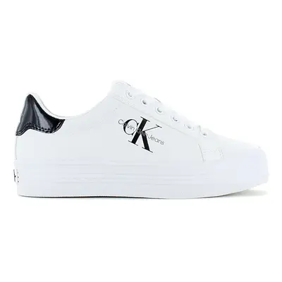 Calvin Klein Bold Vulc Flatf Lace LTH MET - Damen Plateau Sneakers Schuhe Weiß YW0YW01393-01W