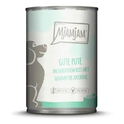 MJAMJAM Leckere Mahlzeit 400g Hundenassfutter Sparpaket 12 x 400 Gramm gute Pute an gekochtem Re