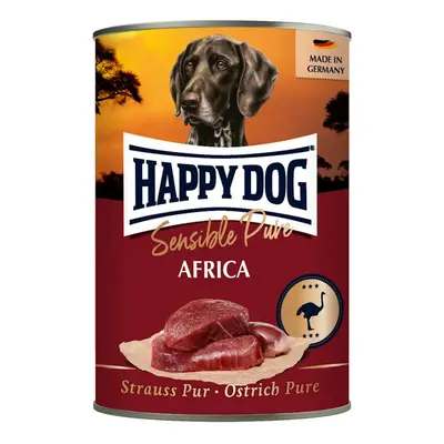 HAPPY DOG 400 Gramm Hundenassfutter Sparpaket 24 x 400 Gramm Strauß Pur