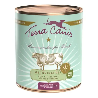 Terra Canis Getreidefrei 800g Dose Hundenassfutter 6 x 800 Gramm Rind mit Zucchini, Kürbis & Ore