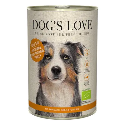 Dog's Love Bio 400g Dose Hundenassfutter 6 x 400 Gramm Pute mit Amaranth, Kürbis & Petersilie