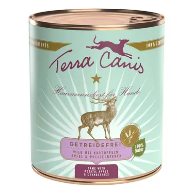 Terra Canis Getreidefrei 800g Dose Hundenassfutter Sparpaket 12 x 800 Gramm Wild mit Kartoffeln,