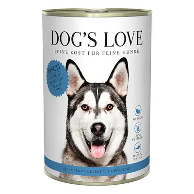 Dog's Love Classic 400g Dose Hundenassfutter 6 x 400 Gramm Fisch mit Amaranth, Karotte & Löwenza