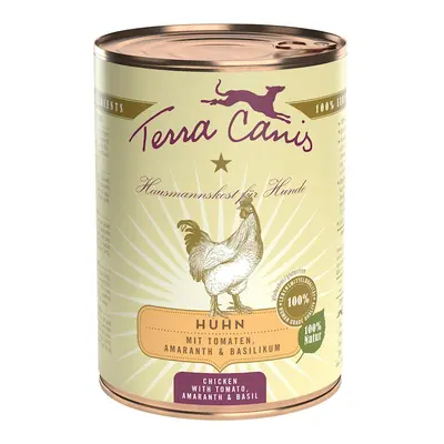 Terra Canis Classic 400g Dose Hundenassfutter 6 x 400 Gramm Huhn mit Amaranth, Tomate & Basiliku